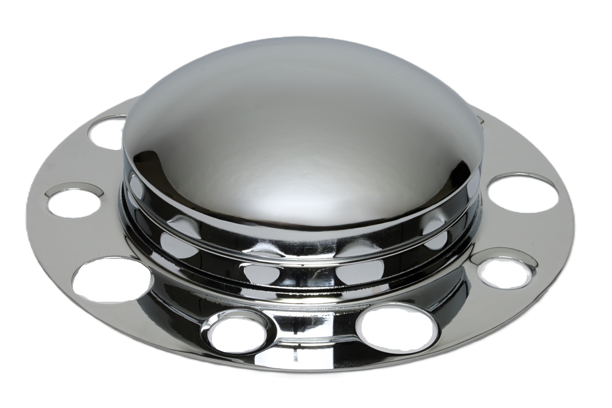 Front Axle Cover Kit with Removable Baby Moon Cap, 3.5'' Height, (5) 1.25”, (5) 1.75” Lug, Stub-Piloted, Chrome