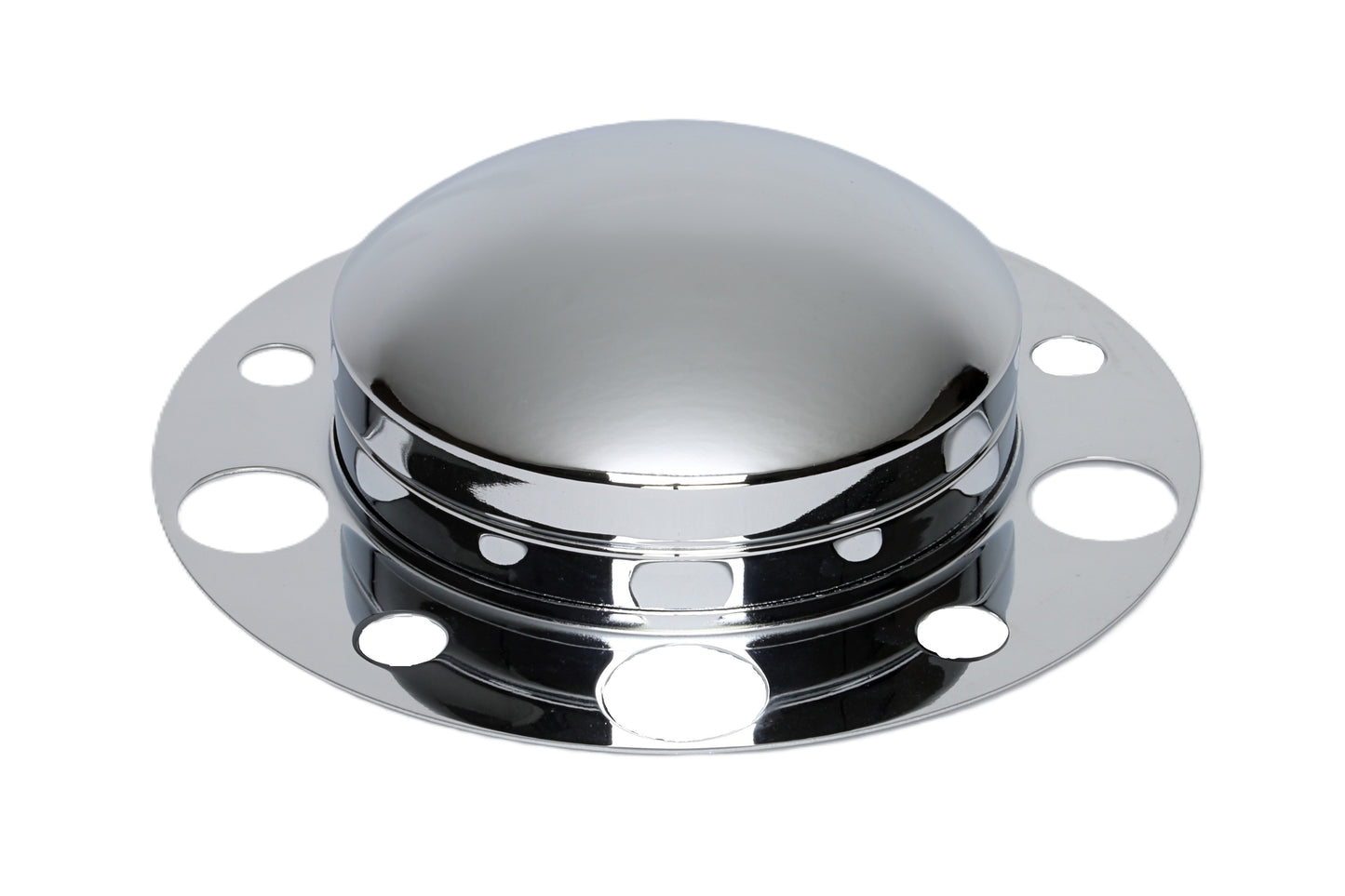 Front Axle Cover with Removable Baby Moon Cap, 3.5" Height, (5) 1.25, (5) 1.75", Hub-Pilot, Chrome