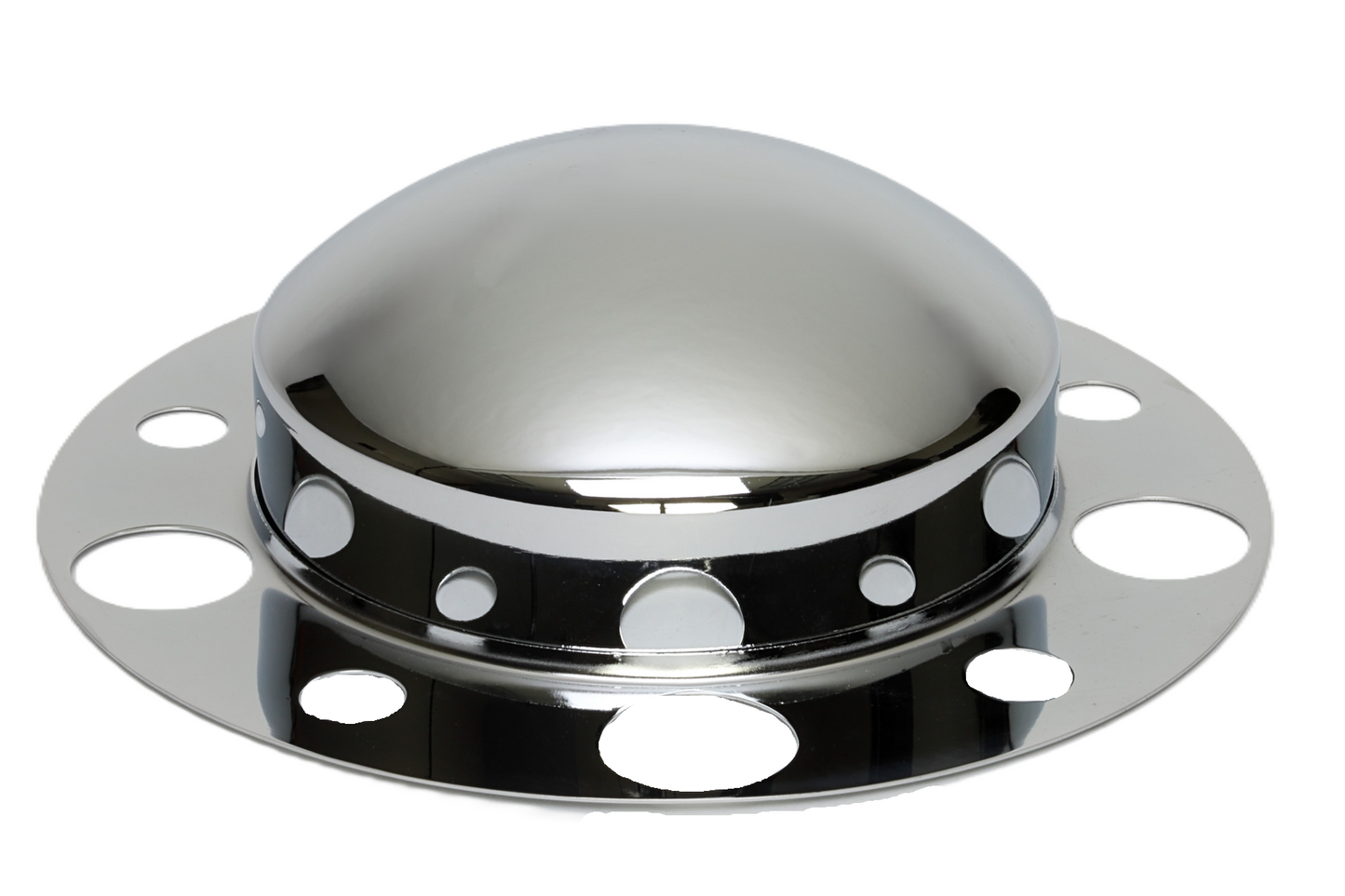 Front Axle Cover Kit with Non-Removable Baby Moon Cap, 3.5'' Height, (5) 1”, (5) 1.88” Lug, Hub-Piloted, Chrome