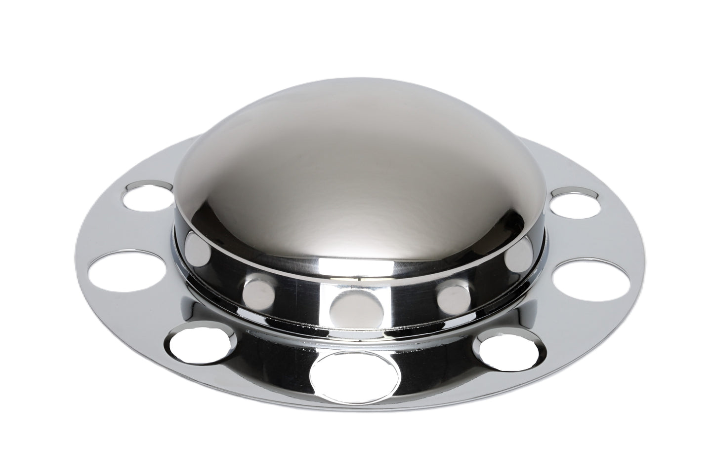 Front Axle Cover Kit with Non-Removable Baby Moon Cap, 3.5'' Height, (5) 1.25”, (5) 1.75” Lug, Stud-Piloted, Stainless