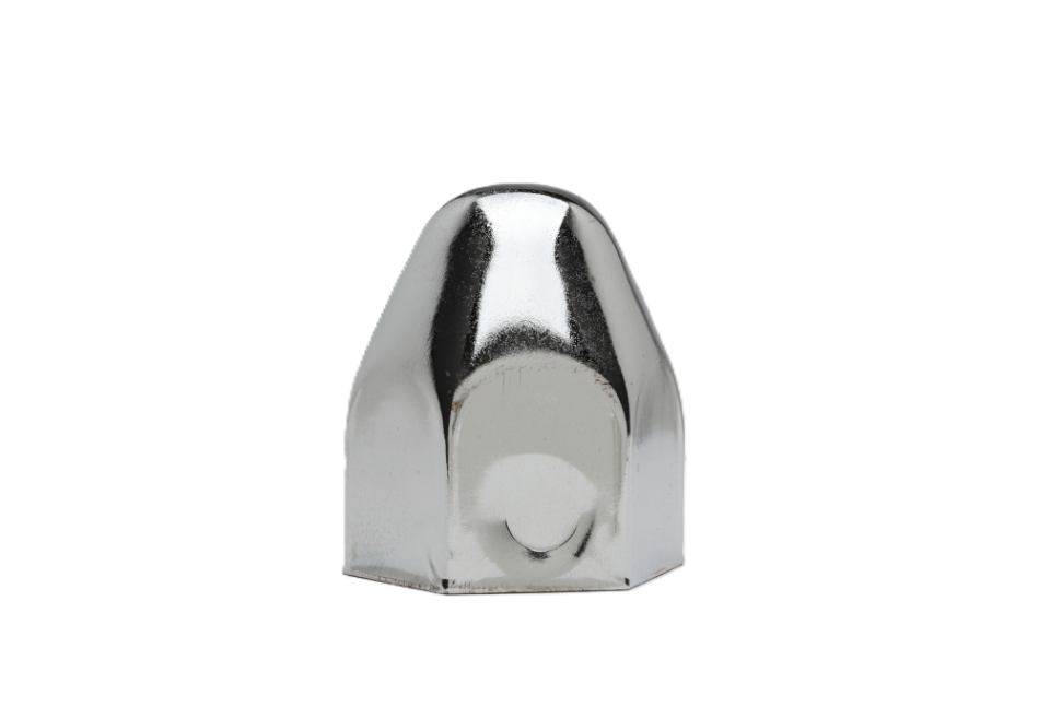 Nut Cover, 1.5" Diameter, 2" Height, Bullet Style, Chrome, Box of 100