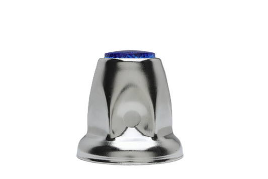 Nut Cover, 33mm Diameter, 1-13/16" Height, w/flange, Blue Reflector, Chrome
