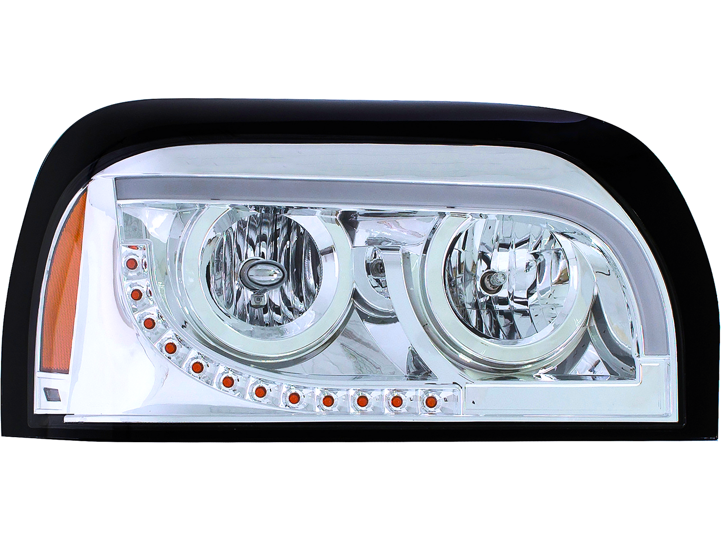 Passenger Side, Chrome Housing, LED Turn Signal, LED DRL