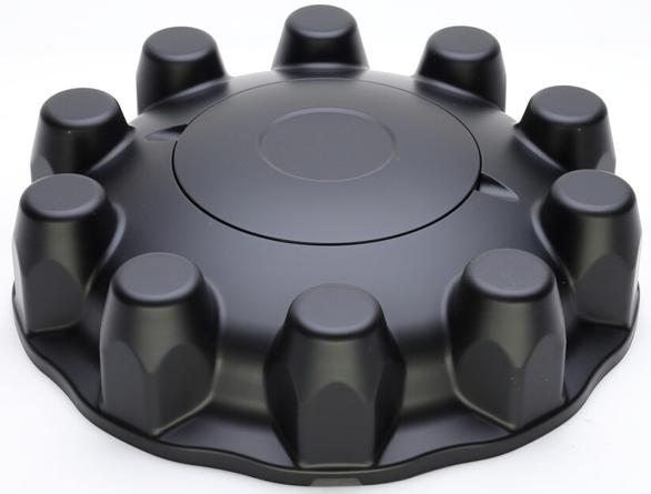ABS Black Front Cab Cover Kit with Removable Cap, 10 Lugs, 33mm Nut Cover Size, Snap-On, Push-On