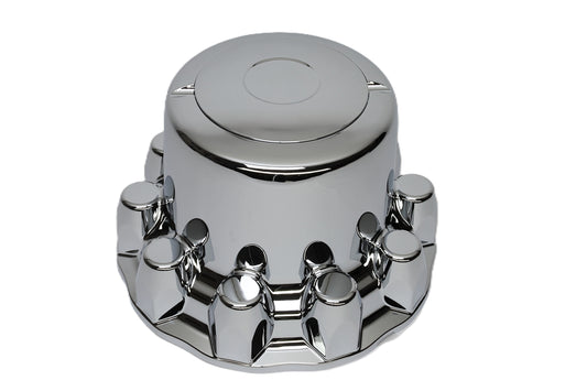 ABS Chrome Rear Cab Cover Kit with Removable Cap, 10 Lugs, 33mm Nut Cover Size, Snap-On, Push-On
