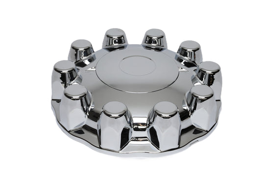 ABS Chrome Front Cab Cover Kit with Removable Cap, 10 Lugs, 33mm Nut Cover Size, Snap-On, Push-On