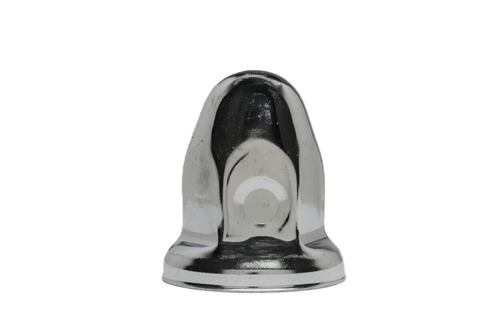 Nut Cover, 33mm diameter, 56mm Height, Bullet Style, with flange, Chrome