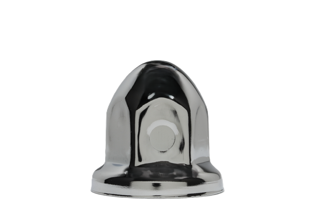 Nut Cover, 33mm diameter, 50mm Height, Bullet Style, with flange, Push-On, Chrome