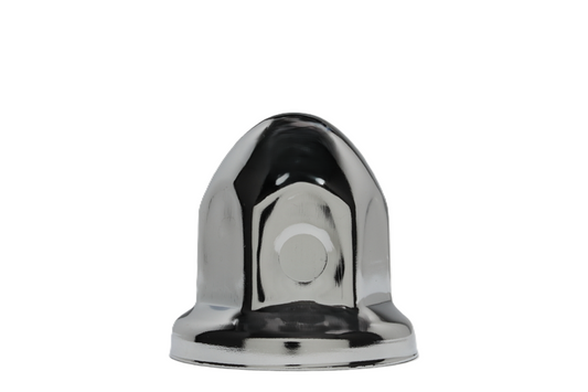 Nut Cover, 33mm diameter, 50mm Height, Bullet Style, with flange, Push-On, Chrome