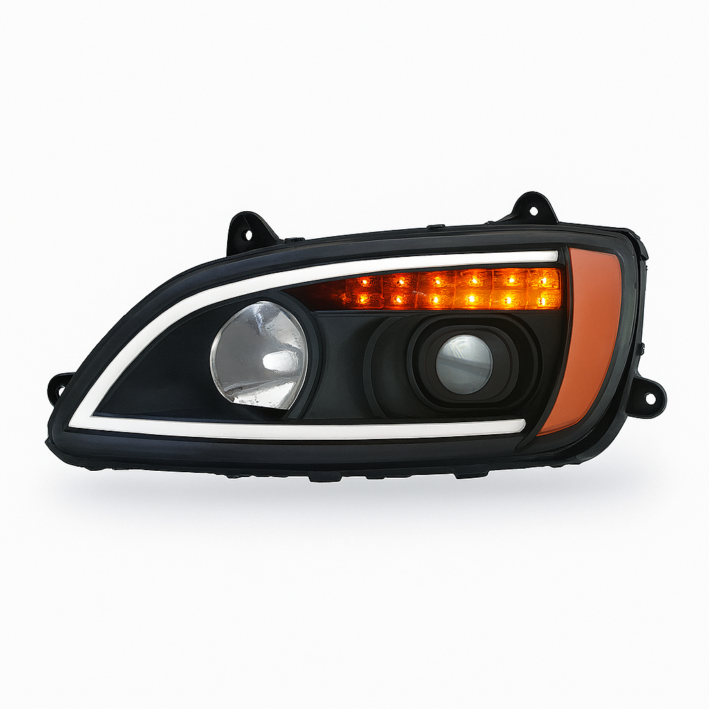 Driver Side, Halogen w/Light Bar and Amber Refl, Black,Hid W/O Hid Kits