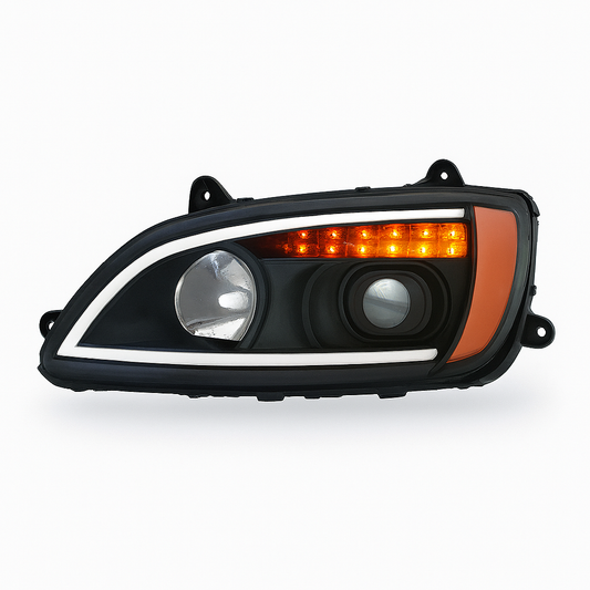 Driver Side, Halogen w/Light Bar and Amber Refl, Black,Hid W/O Hid Kits