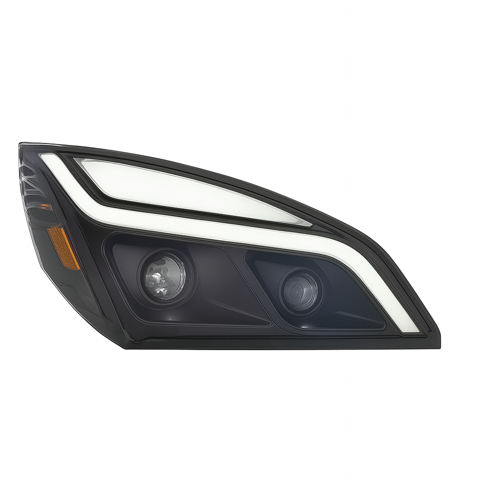 Passenger Side, Black Housing, Full LED, LED DRL & DRL Bar