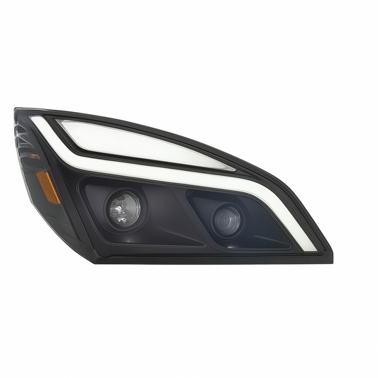 Passenger Side, Black Housing, Full LED, LED DRL & DRL Bar