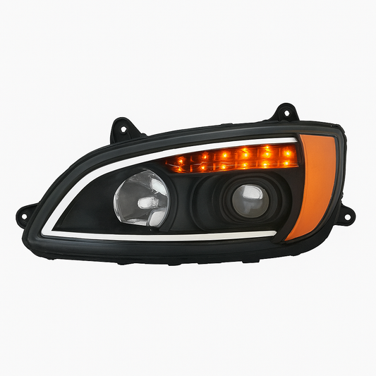 Driver Side, Halogen w/Light Bar and Amber Refl, Black