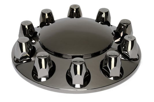 ABS Black Front Cover Kit- Removable Cap, 10Lugs, 33mm Threads, with flange