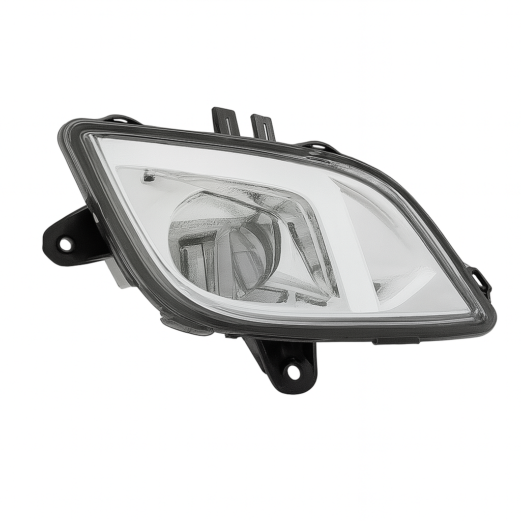 Passenger Side LED Fog Light, Chrome Housing, White LED DRL
