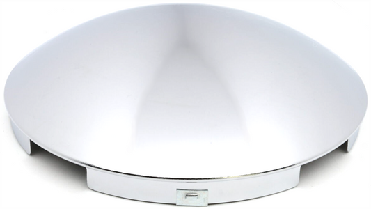 Front Hub Cap, 4-Notch Short Lip,8.72'' OD, 2.56'' Height, Chrome, Baby Moon