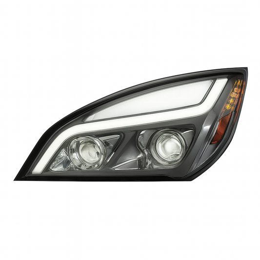 Driver Side, Chrome Housing, Full LED, Amber reflector, White LED DRL & DRL Bar