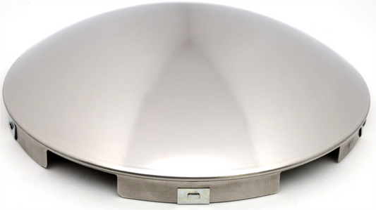 Front Hub Cap, 5-Notch, Short Lip, 8.72'' OD, 2.56'' Height, Stainless, Baby Moon