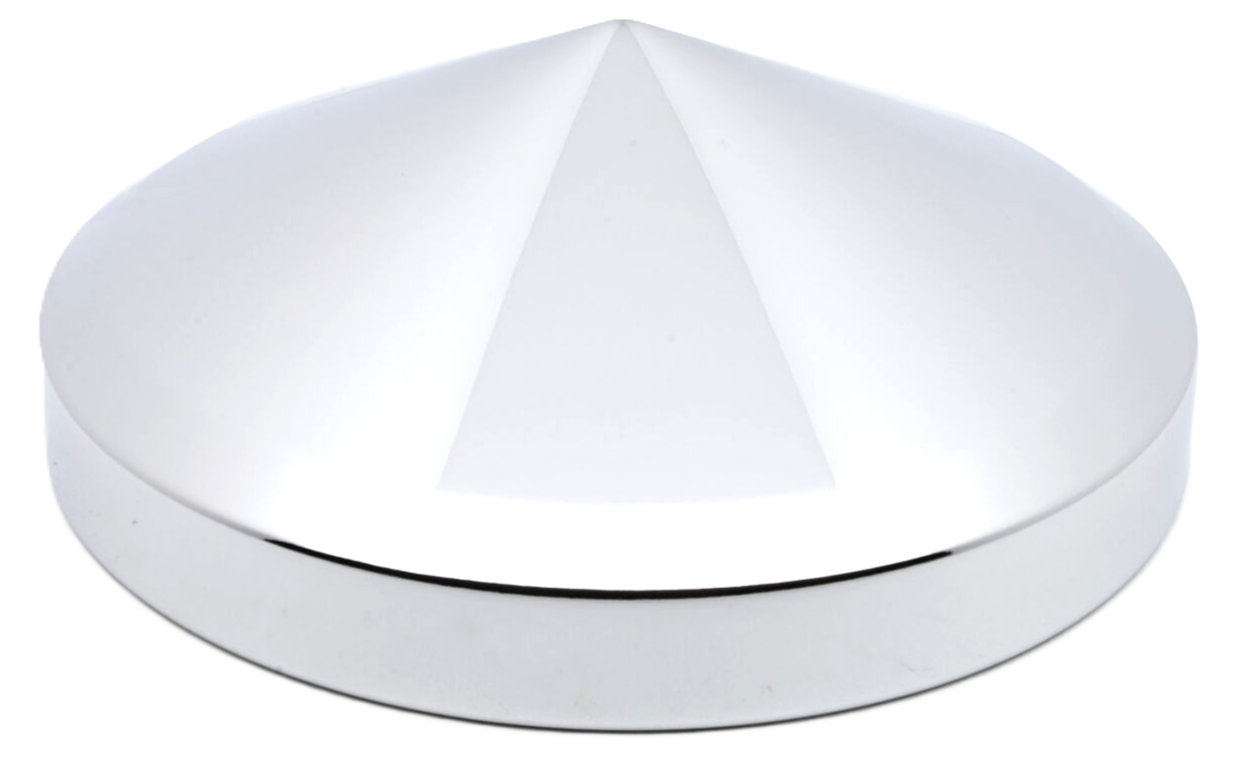 Rear Hub Cap, 8'' ID, 3.08'' Height, Chrome, Conical