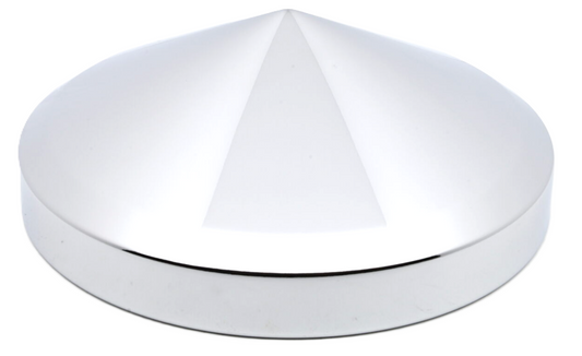 Rear Hub Cap, 8'' ID, 3.08'' Height, Chrome, Conical
