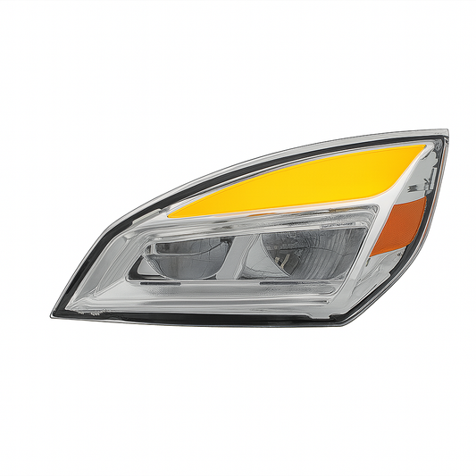 Driver Side, Chrome Housing, Full LED, Amber LED DRL
