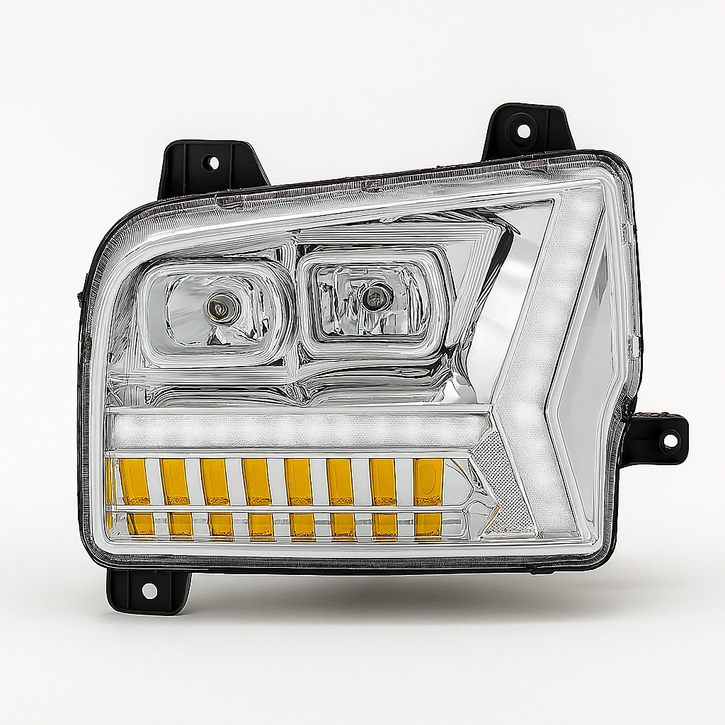 Driver Side, Chrome Housing, Full LED, LED DRL, Sequential Function