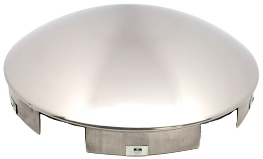 Front Hub Cap- 6Notch Uneven, 8.72" OD, 2.56" Height, Stainless, Baby Moon