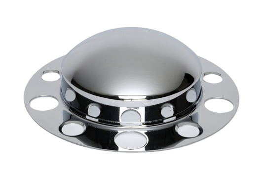 Front Axle Cover Kit with Non-Removable Baby Moon Cap, 3.5'' Height, (5) 1.25”, (5) 1.75” Lug, Stud-Piloted, Chrome