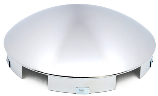 Front Hub Cap- 6Notch Uneven, 8.72" OD, 3.08" Height, Chrome, Baby Moon