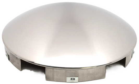 Front Hub Cap- 6 Notch Uneven, 8.72" OD, 2.56" Height, Stainless, Baby Moon
