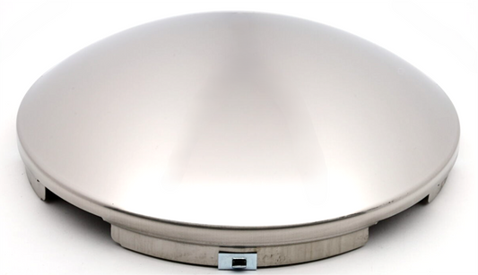 Front Axle Hub Cap 4-Notch, 8.72" OD, 2.56" Height, Stainless, Baby Moon