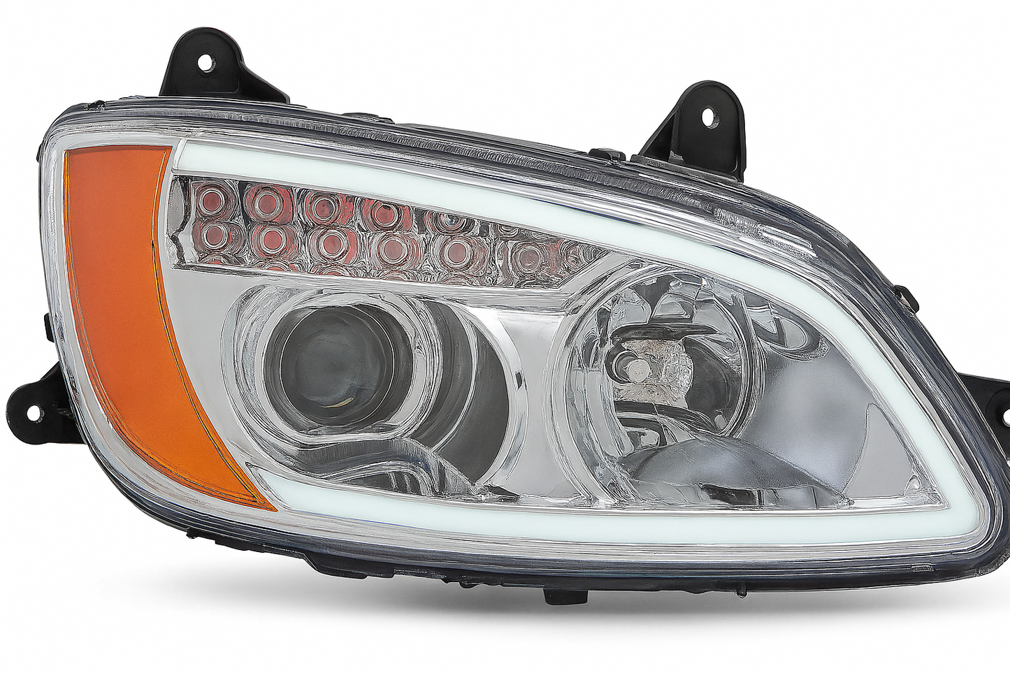 Passenger Side, HID w/Light Bar and Amber Refl, Chrome, HID w/o Hid Kits