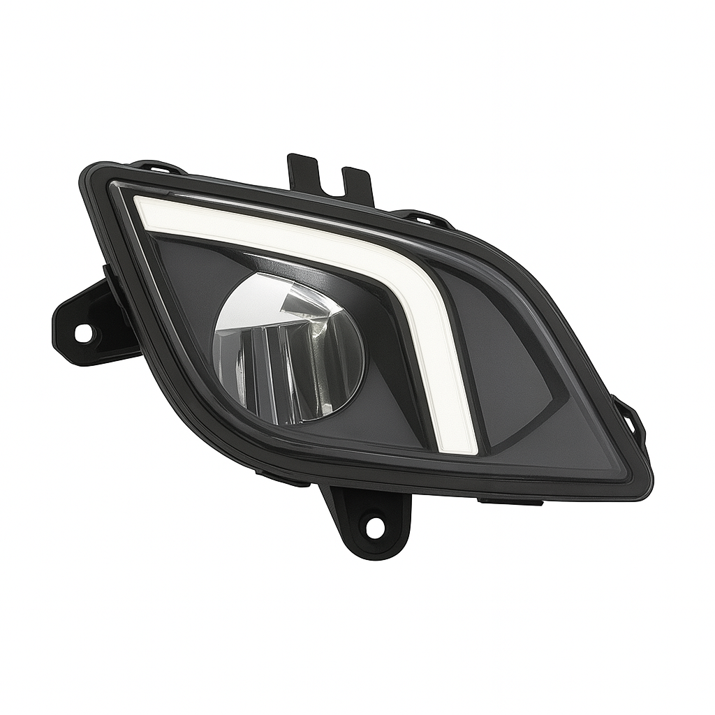 Passenger Side LED Fog Light, Black Housing, White LED DRL