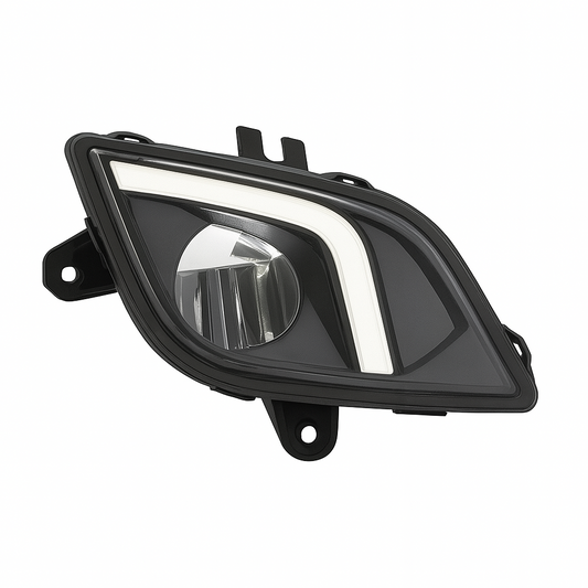 Passenger Side LED Fog Light, Black Housing, White LED DRL