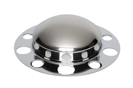 Front Axle Cover Kit with Non-Removable Baby Moon Cap, 3.5'' Height, (5) 1.25”, (5) 1.75” Lug, Stud-Piloted, Stainless