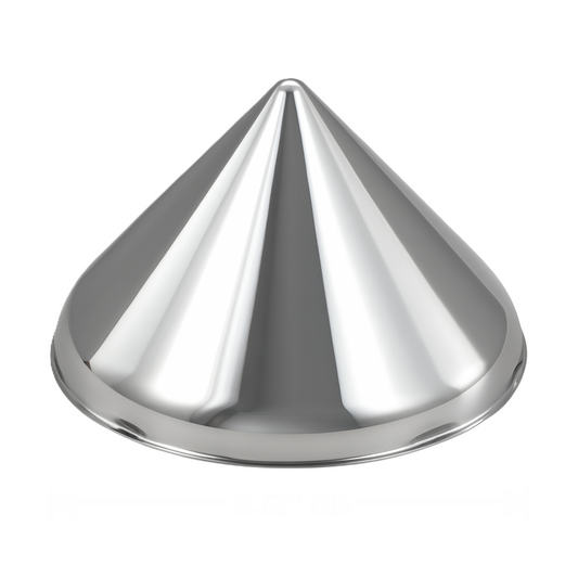 Front Axle Hub Cap, 5Notch, 8.72" OD, 3.08" Height, Stainless, Conical