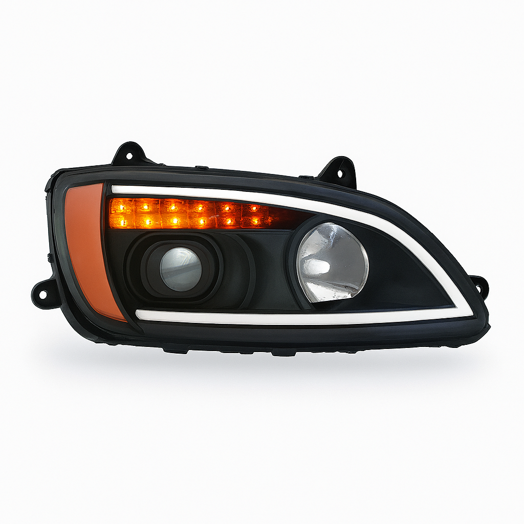 Passenger Side, Halogen w/Light Bar and Amber Refl, Black,Hid W/O Hid Kits