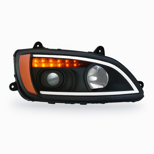 Passenger Side, Halogen w/Light Bar and Amber Refl, Black,Hid W/O Hid Kits