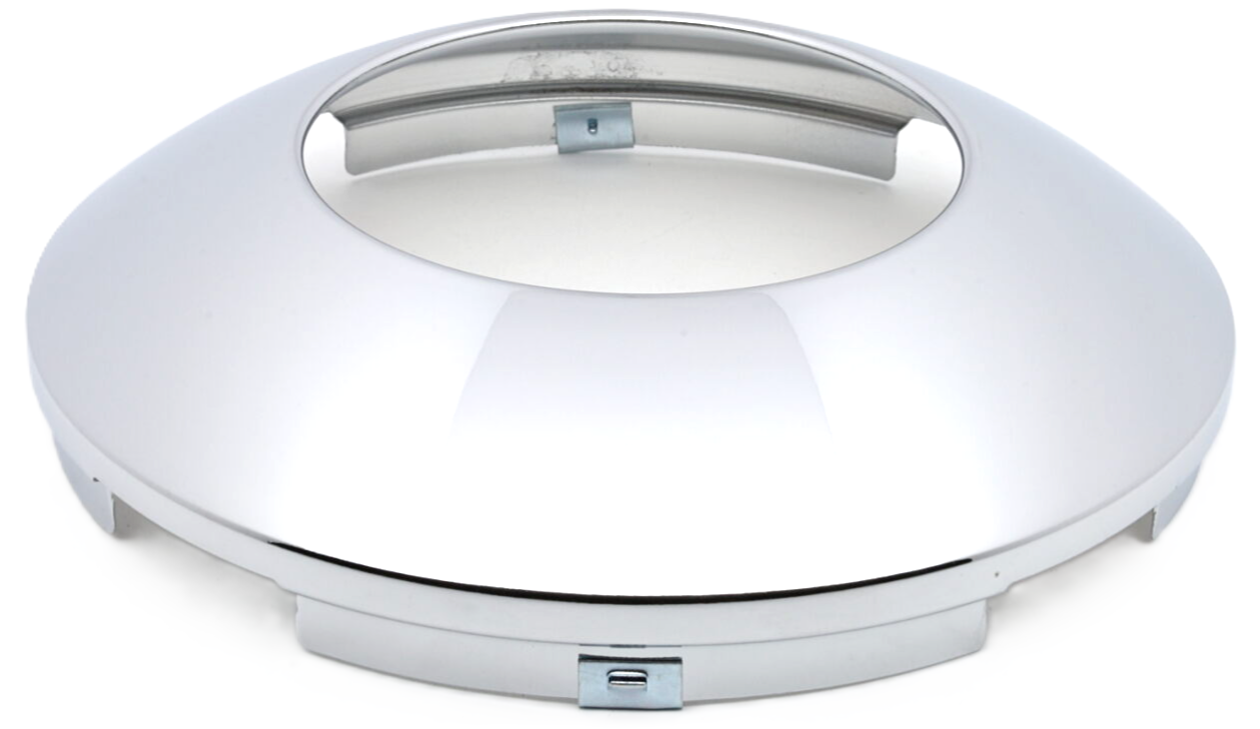 Front Hub Cap- 4Notch, 8.72" OD, 2.56" Height, Chrome, Hubdometer
