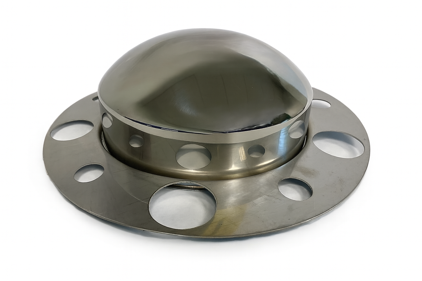 Front Axle Cover Kit with Non-Removable Baby Moon Cap, 3.5'' Height, (5) 1”, (5) 1.88” Lug, Hub-Piloted, Stainless Steel