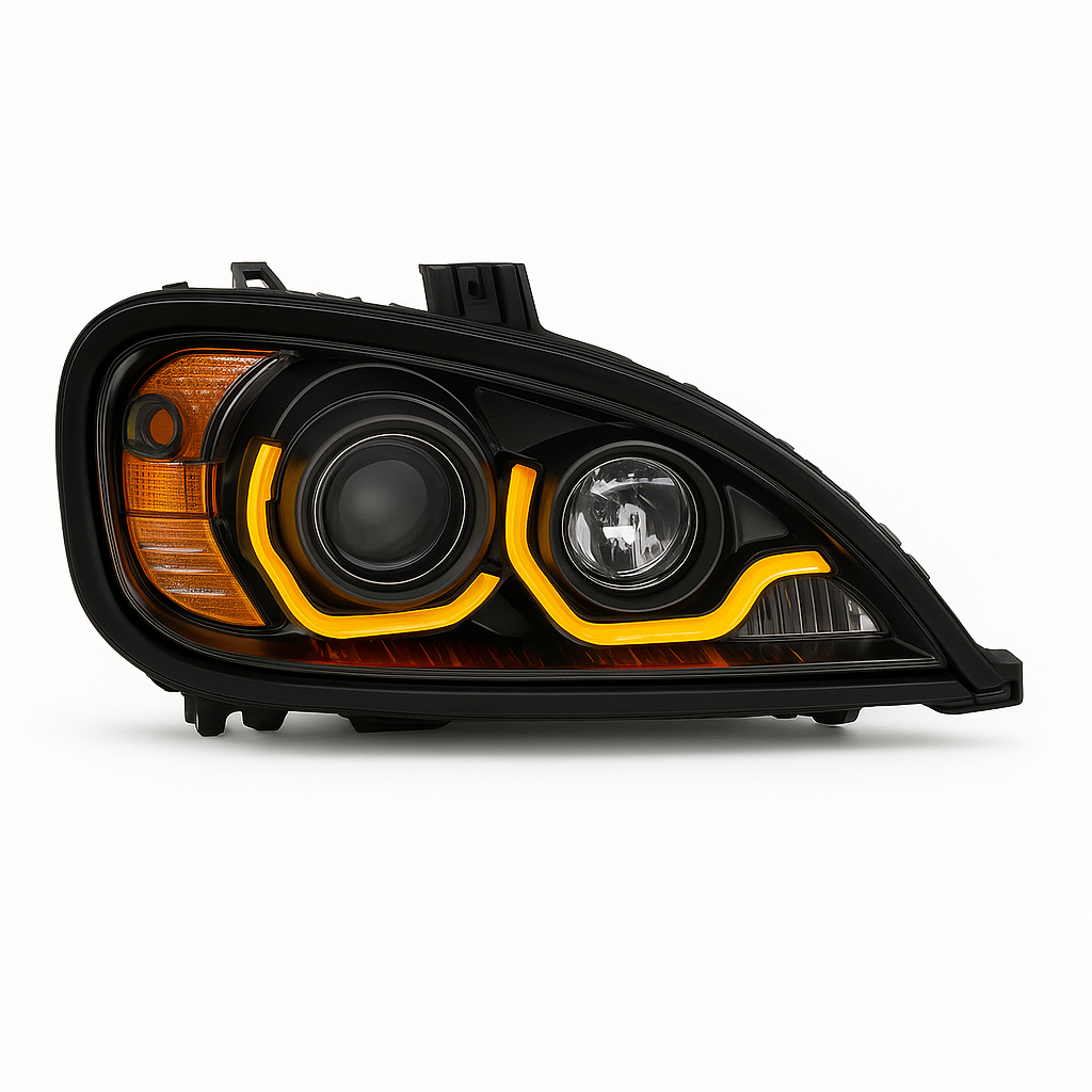 Driver Side, Black Housing, Halogen, Projection Low Beam, Dual Amber LED Light Bars w/turn signal function