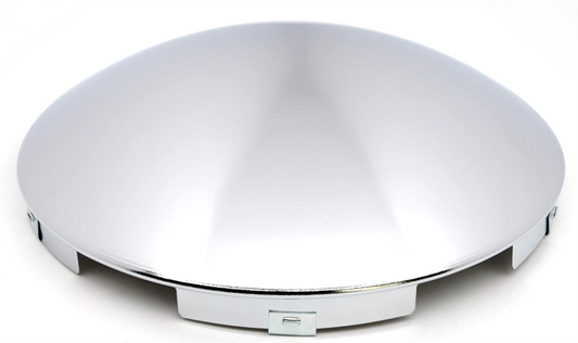 Front Hub Cap, 5-Notch, Short Lip, 8.72'' OD, 2.56'' Height, Chrome, Baby Moon