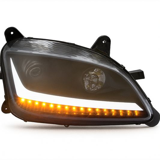 Passenger Side, Black Housing, Halogen, Projection Low Beam, Light Bar, LED turn sigal