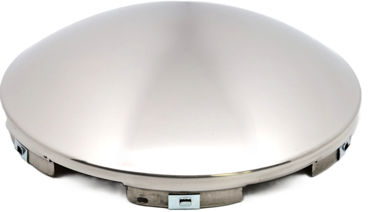 Front Hub Cap- 6 Notch, 8.72" OD, 2.56" Height, Stainless, Baby Moon