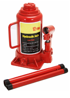 Hydraulic Bottle Jack- 12-ton, Low-Boy w/2pc handle | ACC, Red