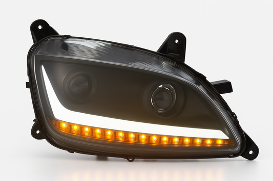 Passenger Side, Black Housing, Halogen, Projection Low Beam, Light Bar, Sequential
