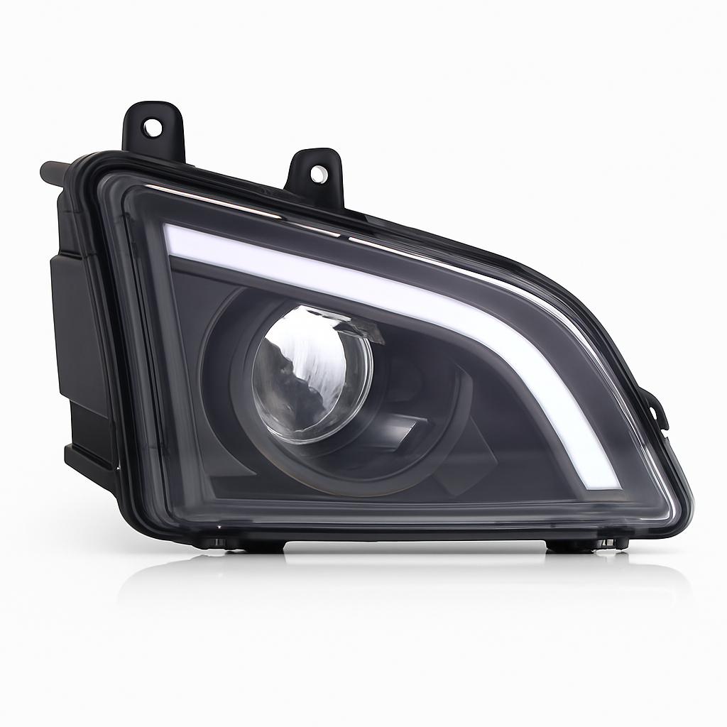 Driver Side Fog Light, Black Housing, Projector, LED, LED DRL