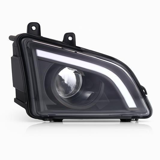 Driver Side Fog Light, Black Housing, Projector, LED, LED DRL