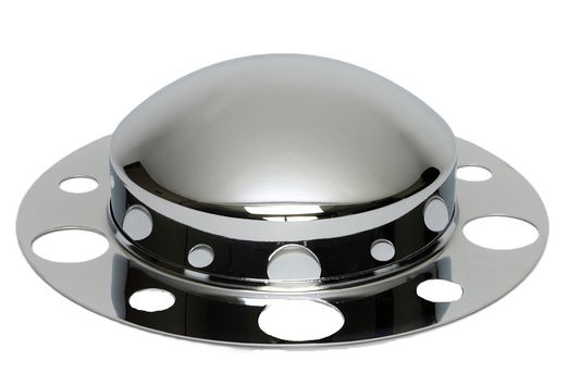 Front Axle Cover Kit with Non-Removable Baby Moon Cap, 3.5'' Height, (5) 1”, (5) 1.88” Lug, Hub-Piloted, Chrome